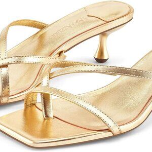 Women Flip Flop Kitten Heels Faux Leather Open Toe Slip On Summer Jewelry